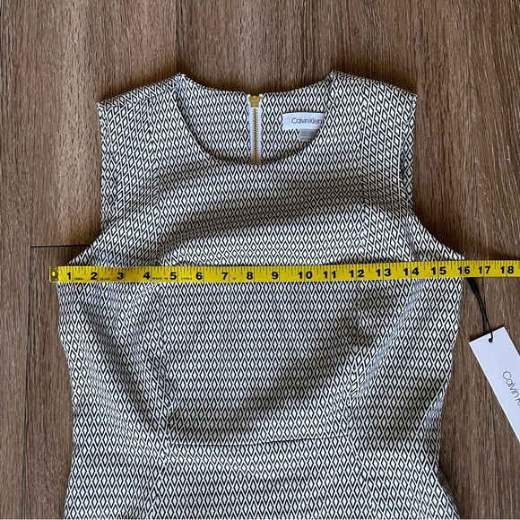 NWT Calvin Klein White Black Diamond Print Sheath Pencil Dress Business 6P - Picture 14 of 16